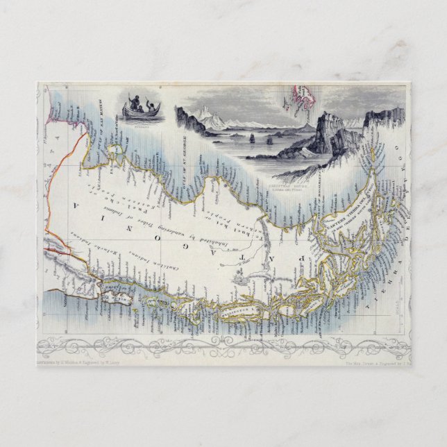 Patagonia, aus einer Reihe von Weltkarten veröffen Postkarte (Vorderseite)