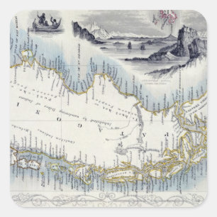 Patagonia, von einer Reihe Weltkarten Quadratischer Aufkleber