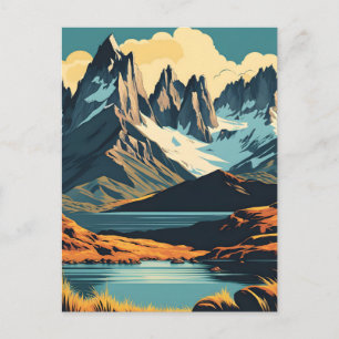Patagonien Vintage-Reiseposter-Stil Landschaft Postkarte