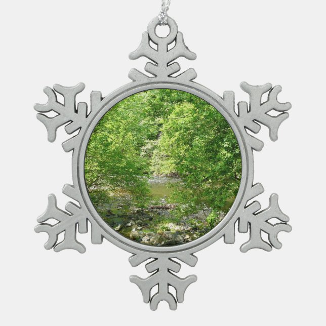 Patapsco River View Maryland Nature Fotografy Schneeflocken Zinn-Ornament (Vorderseite)
