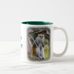 Patas Monkey auf Weiß Zweifarbige Tasse
