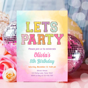 Patch Briefe Varsity Fashion Preppy Teen Geburtsta Einladung