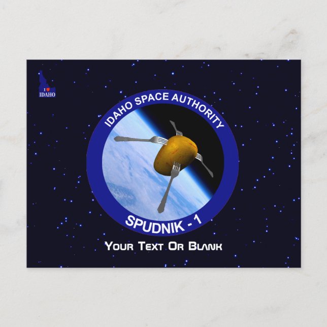 Patch für die Satellitenmission von Idaho Spudnik Postkarte (Vorderseite)