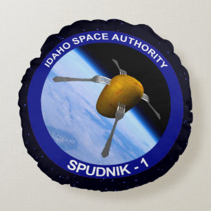 Patch für die Satellitenmission von Idaho Spudnik Rundes Kissen