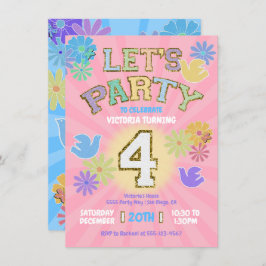 Patch Letter Birthday Party Retro Preppy Hippie Einladung