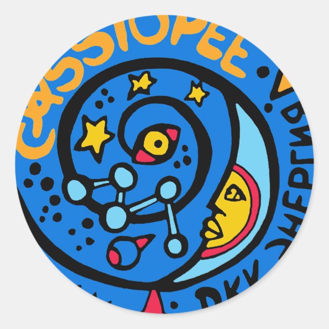 Patch-Logo für die Mir-Cassiopee-Mission Runder Aufkleber (Vorderseite)