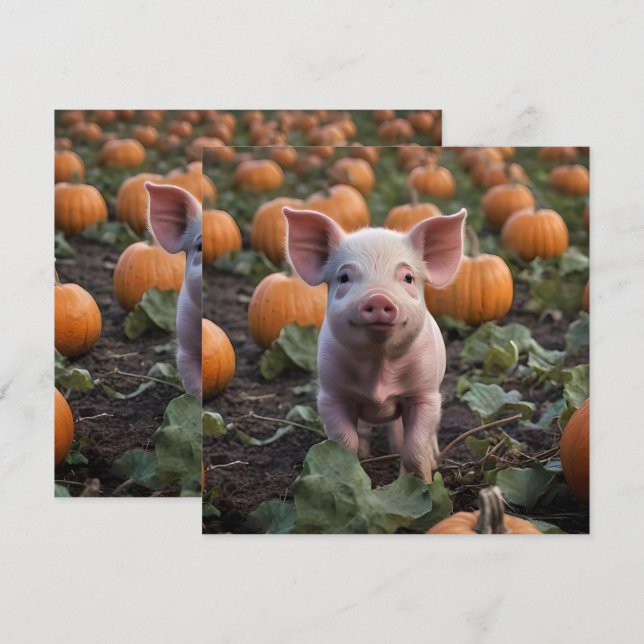 **"Patch of Joy: A Happy Baby Pig Under Pumpkins"* Save The Date (Vorne/Hinten)