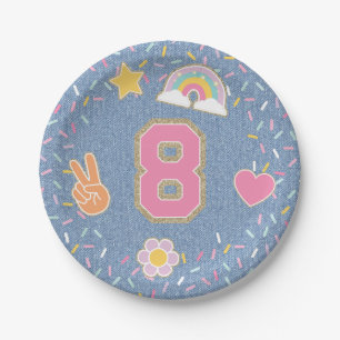 Patch Preppy Denim Jean Jacke 8. Geburtstag Pappteller