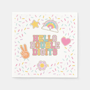 Patch Preppy Hallo Doppelziffern 10. Geburtstag Serviette