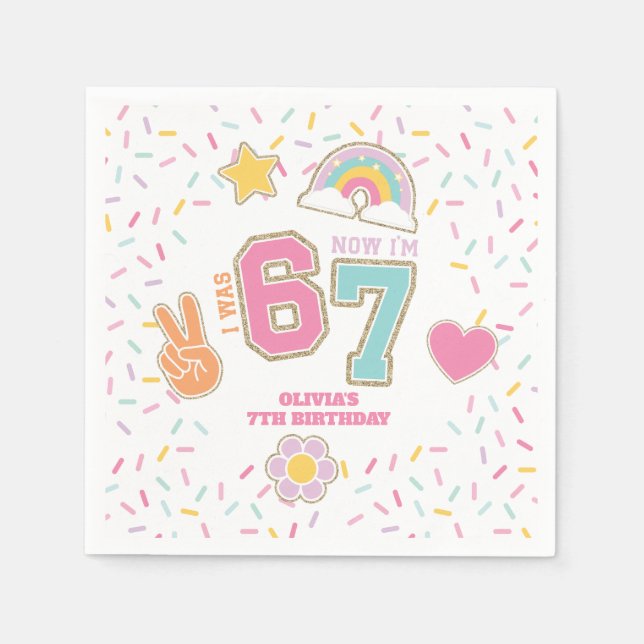 Patch Preppy Ich war SECHS jetzt bin ich SIEBEN  7 Serviette (Vorderseite)