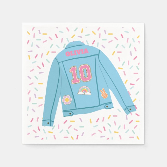 Patch Preppy Jean Jacke 10. Geburtstag Serviette (Vorderseite)
