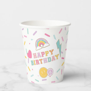 Patch Preppy Letter Birthday Pappbecher