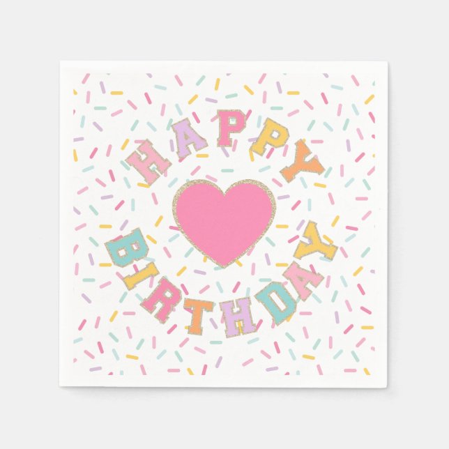 Patch Preppy Letter Birthday Serviette (Vorderseite)
