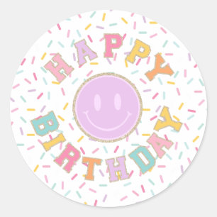 Patch Preppy Letter Geburtstag Runder Aufkleber
