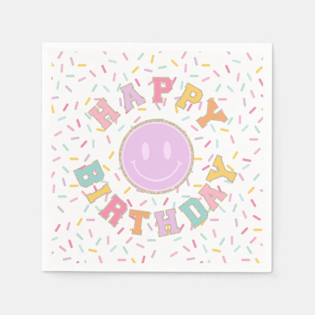 Patch Preppy Letter Geburtstag Serviette (Vorderseite)