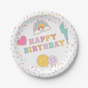Patch Preppy Letter Geburtstagspapierplatten Pappteller