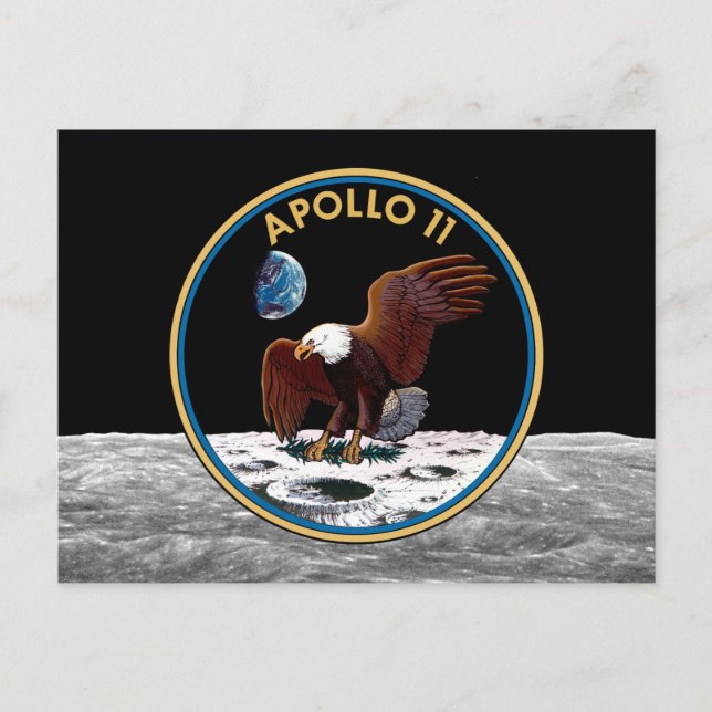 Patchinsignien der NASA Apollo 11 Moon Landing Lun Postkarte (Vorderseite)