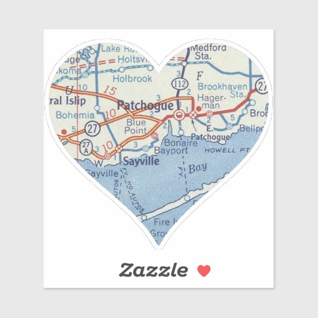 Patchogue NY Vintag Map Aufkleber (Blatt)