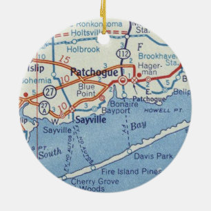 Patchogue Vintage Karte Keramik Ornament