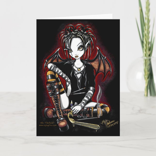 Patchouli Red and Gold Incense Fairy Card Karte (Vorderseite)