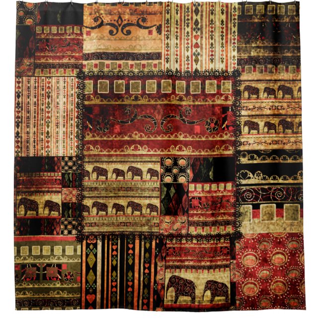 Patchwork african pattern grunge print background duschvorhang (Vorderseite)