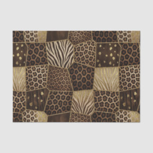 Patchwork-Afrika-Tierdruck Braun & Gold Seidenpapier
