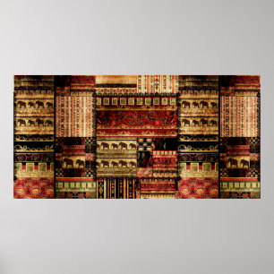 Patchwork afrikanischer Muster grunge Printhinterg Poster
