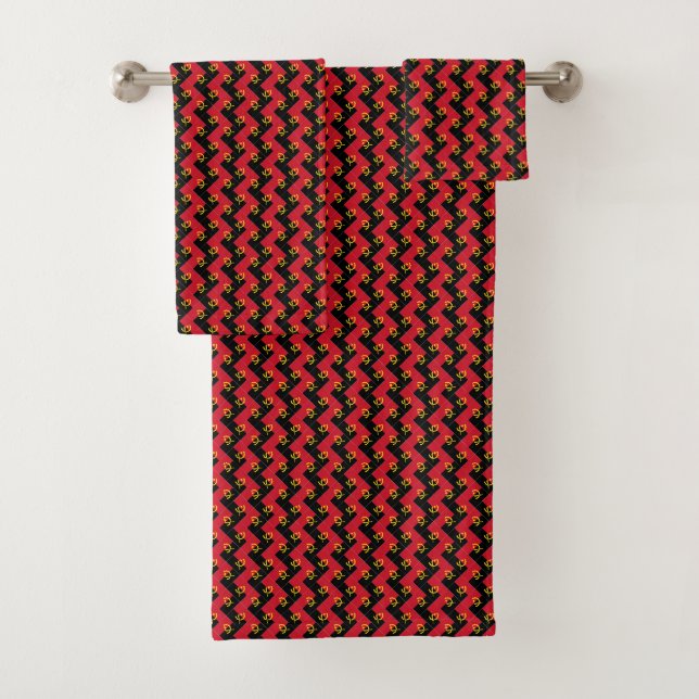 Patchwork Angola Flag Muster Badhandtuch Set (Insitu)
