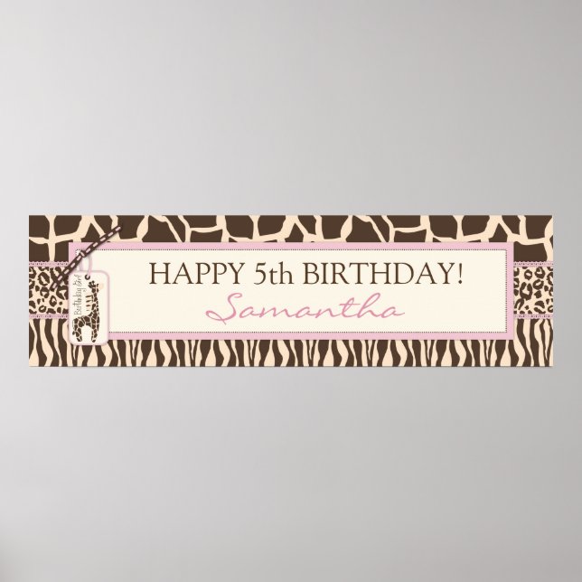 Patchwork Animal Prints & Giraffe Birthday Banner Poster (Vorne)
