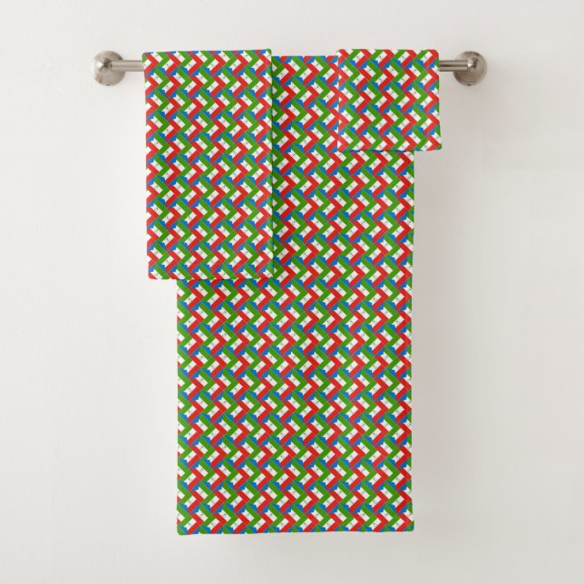 Patchwork Äquatoriales Guinea-Flag-Muster Badhandtuch Set (Insitu)