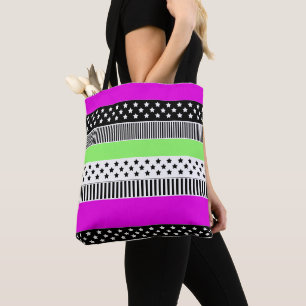 Patchwork aus schwarz-weiß und neonfarbenen Streif