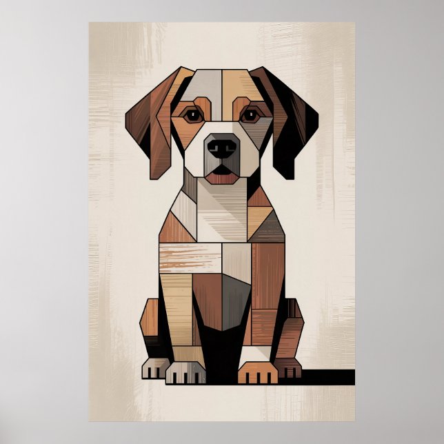 Patchwork-Beagle - Geometrischer Hund Poster (Vorne)