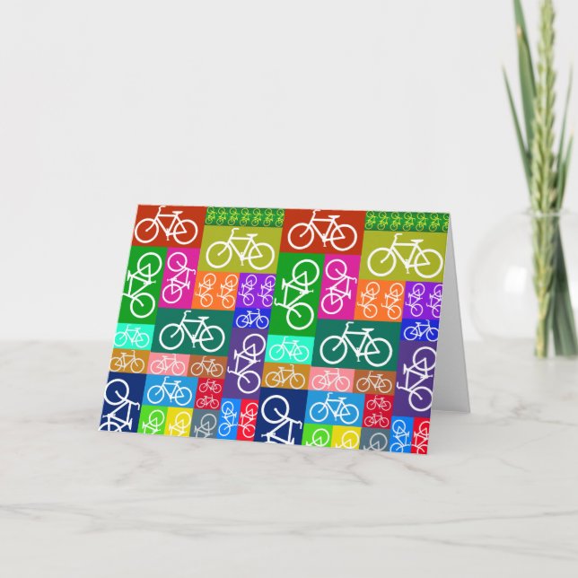 Patchwork Bicycles Art Karte (Vorderseite)