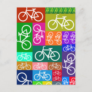 Patchwork Bicycles Art Postkarte