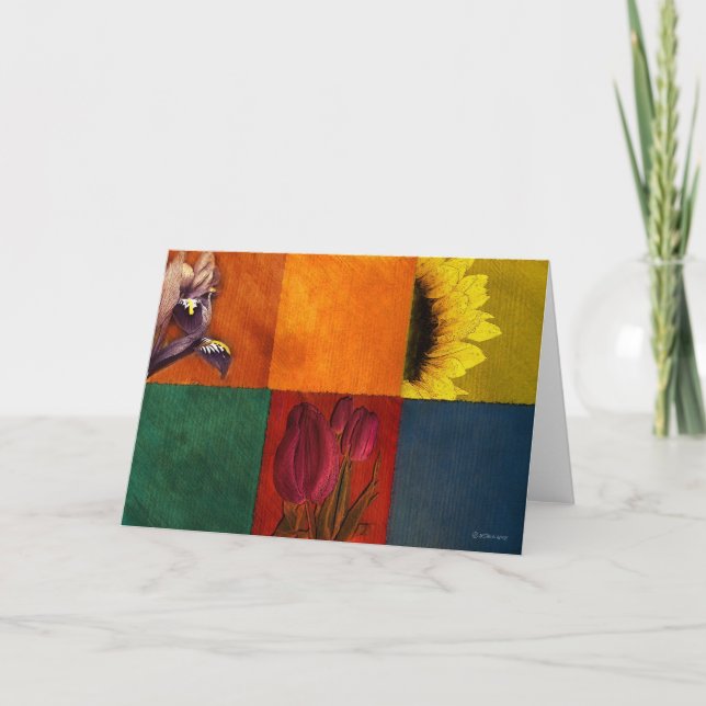 Patchwork Blume-Gruß Karte (Vorderseite)