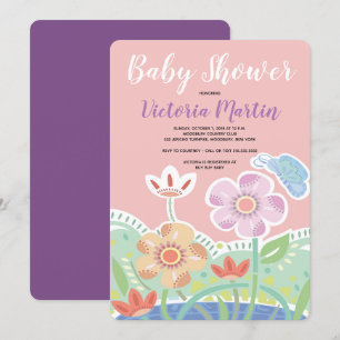 Patchwork Blume Kinderdusche Einladungen