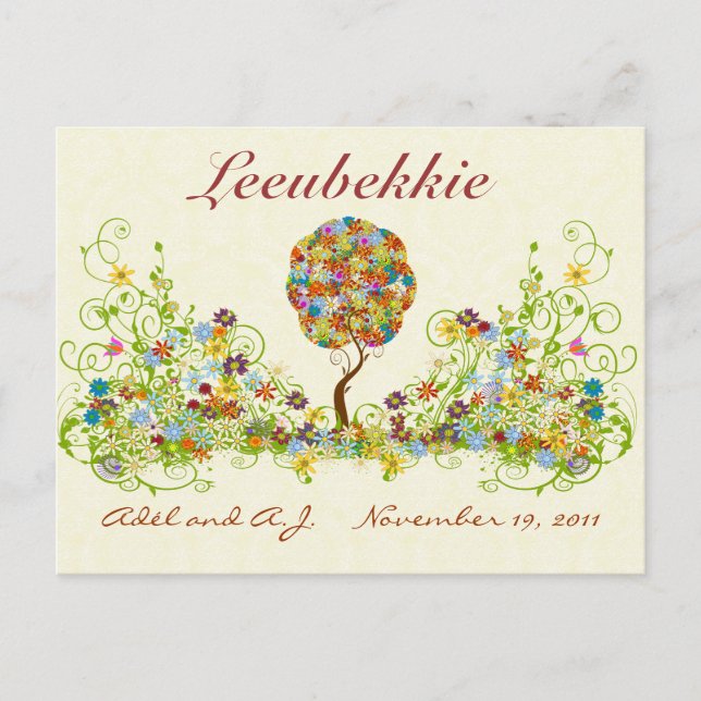 Patchwork Blume Liebe Tree Danke Post Card Postkarte (Vorderseite)