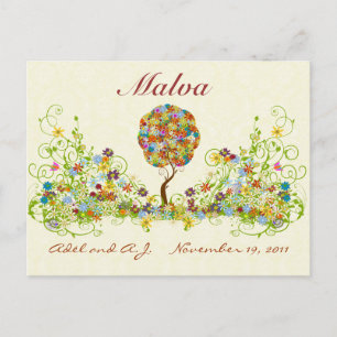 Patchwork Blume Liebe Tree Danke Post Card Postkarte