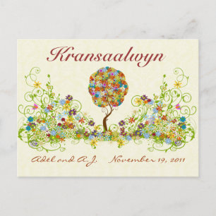 Patchwork Blume Liebe Tree Danke Post Card Postkarte