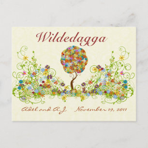 Patchwork Blume Liebe Tree Danke Post Card Postkarte