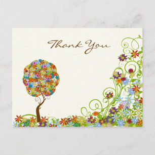 Patchwork Blume Liebe Tree Vielen Dank PostCard Postkarte