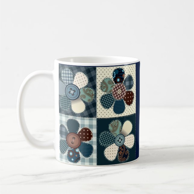 Patchwork-Blume Personalisiert Kaffeetasse (Links)