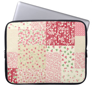 Patchwork Blumen: Handgezeichnete Ornamente. Laptopschutzhülle