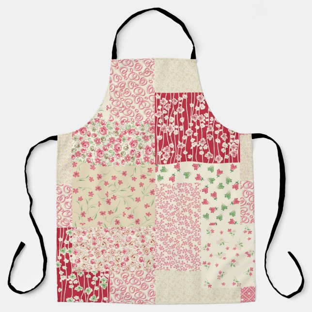 Patchwork-Blumen: Handgezeichnete Ornamente. Schürze (Vorderseite)