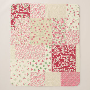Patchwork Blumen: Handgezeichnete Ornamente. Sherpadecke