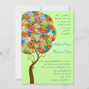 Patchwork-Blumen-Liebesbaum-Hochzeitseinladung Einladung