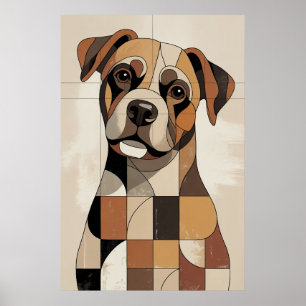 Patchwork-Boxer - Geometrischer Hund Poster