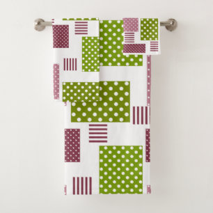 Patchwork Brauner Polka-Punkte Weiße Rückseite Badhandtuch Set