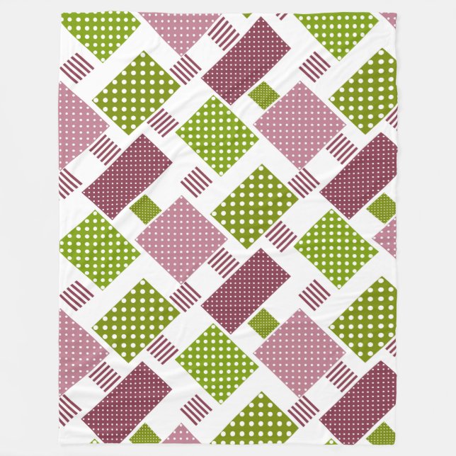 Patchwork Brauner Polka-Punkte Weiße Rückseite Fleecedecke (Vorderseite)
