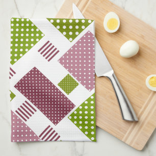 Patchwork Brauner Polka-Punkte Weiße Rückseite Geschirrtuch